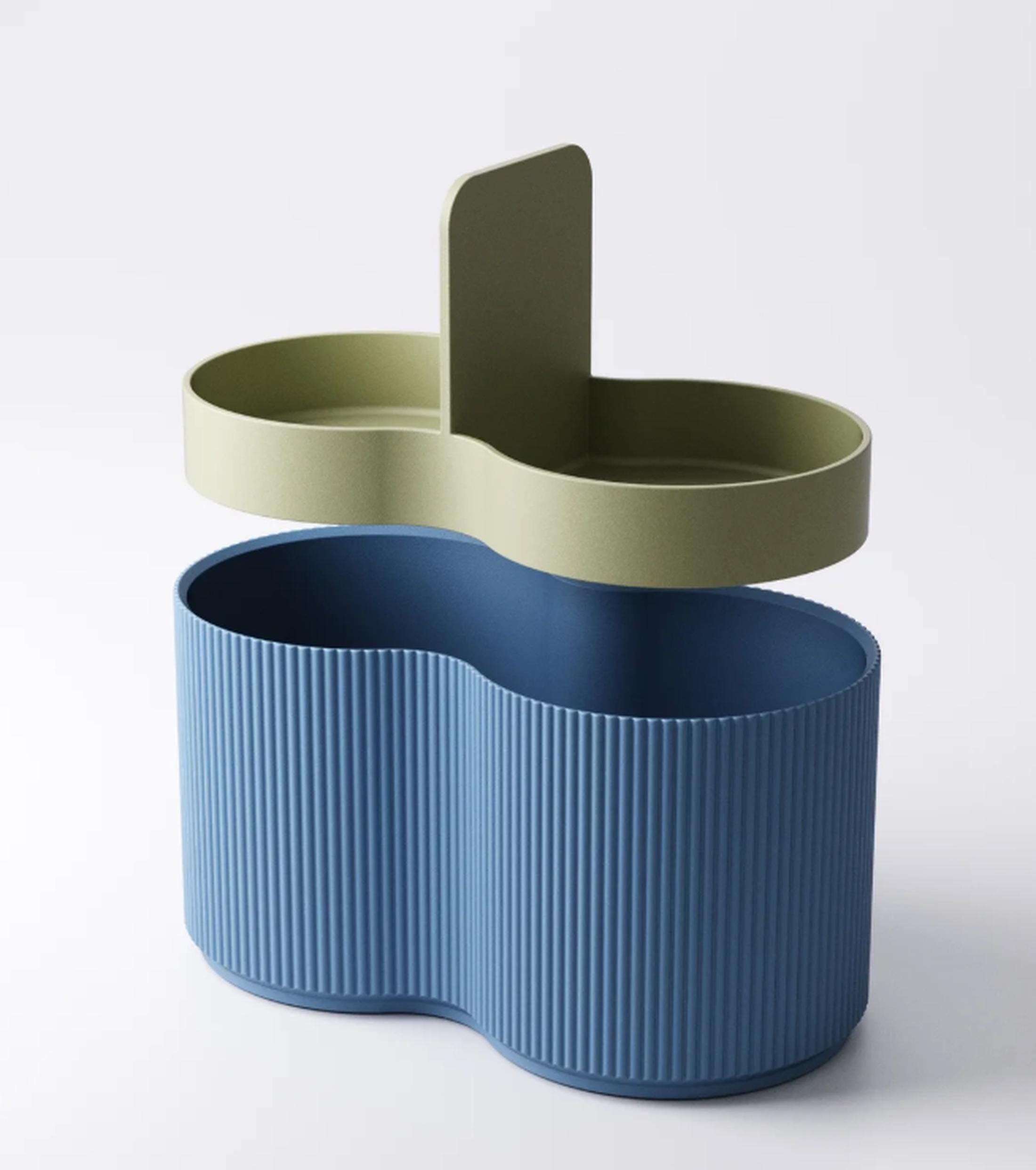 Modular ribbed desk organiser | modern stacking pen pot | storage box with lid | 3 tiers