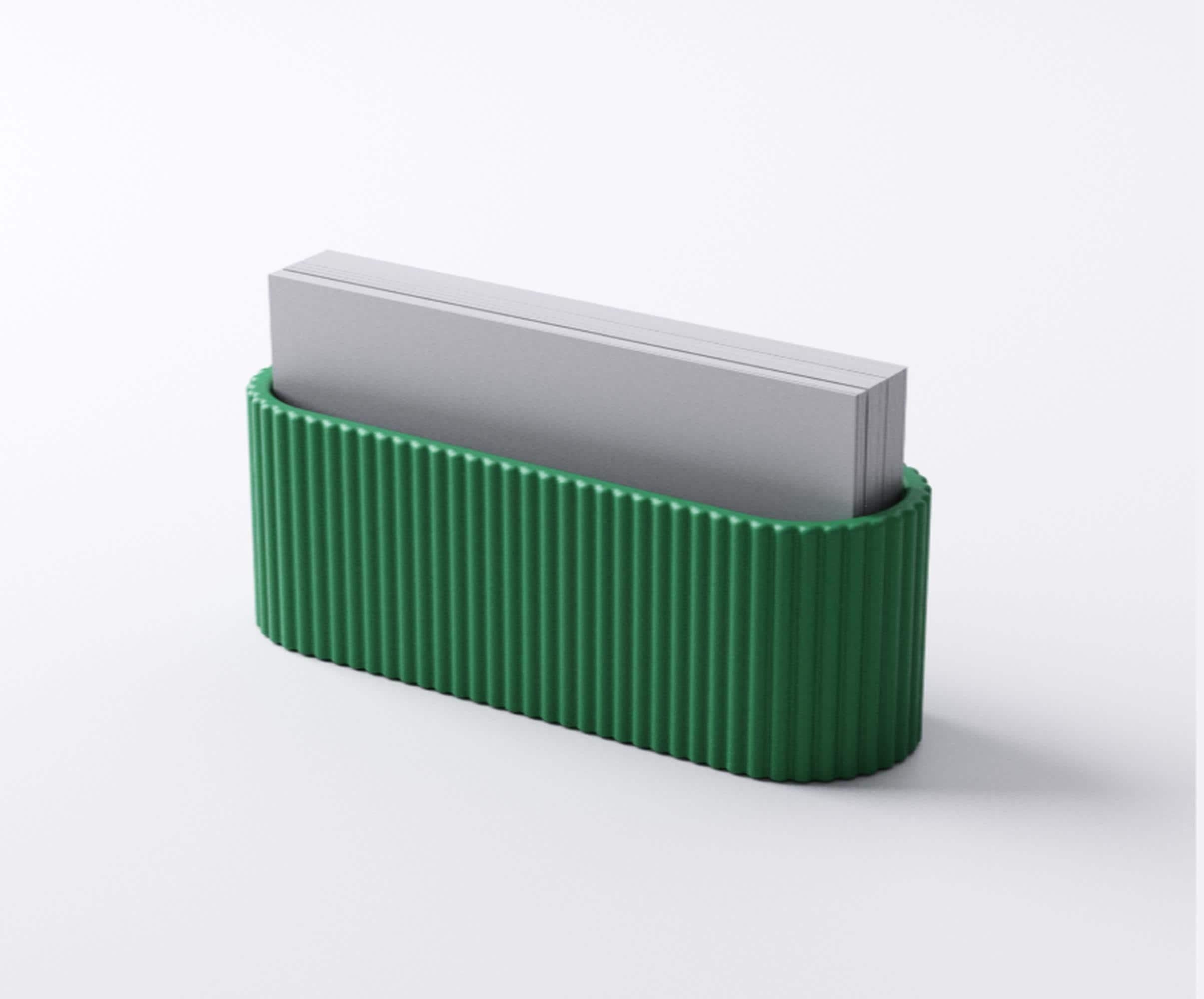 Ribbed business card holder |  modern fluted design | desk stand office reception | 1, 2, 3 compartments
