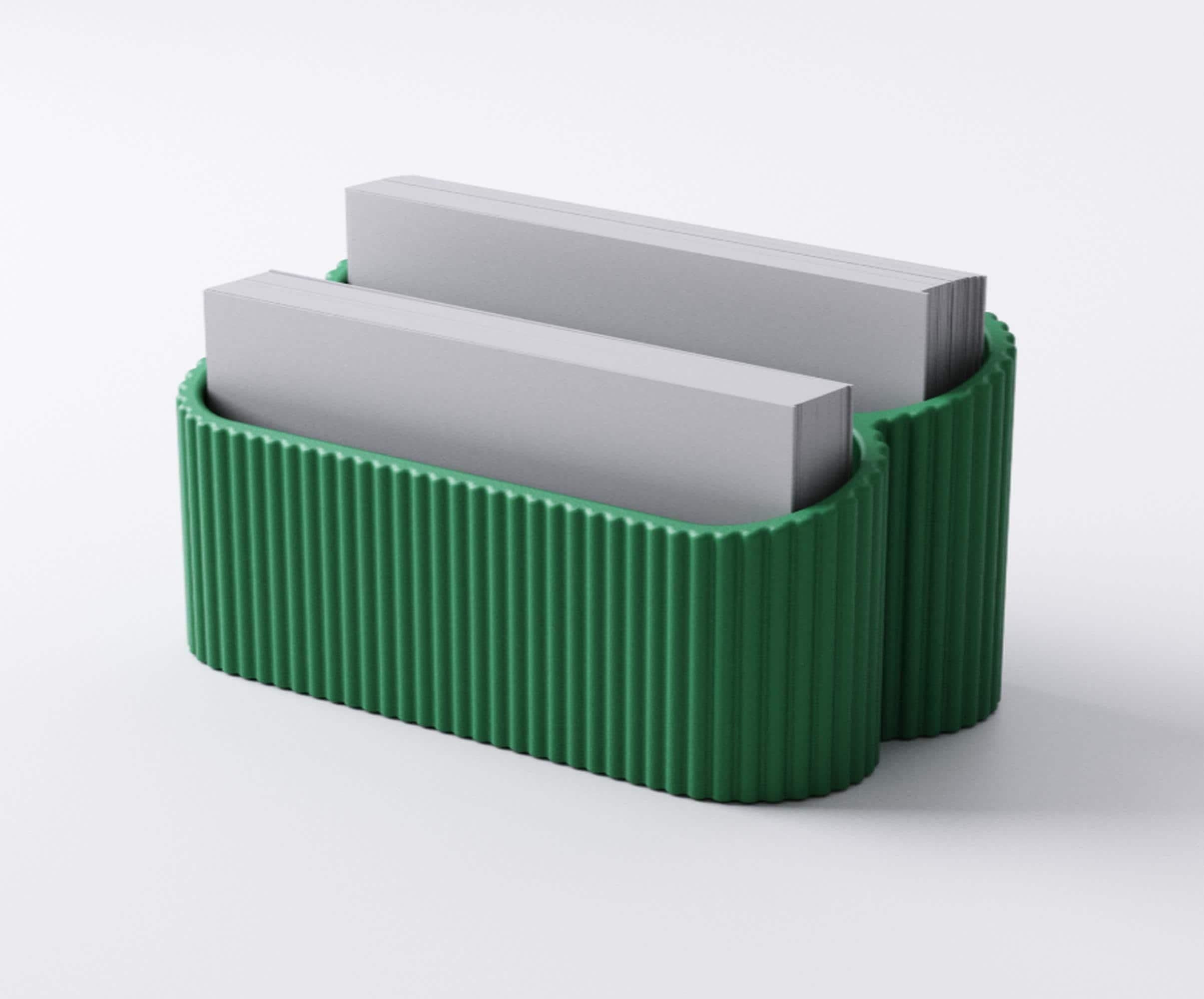Ribbed business card holder |  modern fluted design | desk stand office reception | 1, 2, 3 compartments