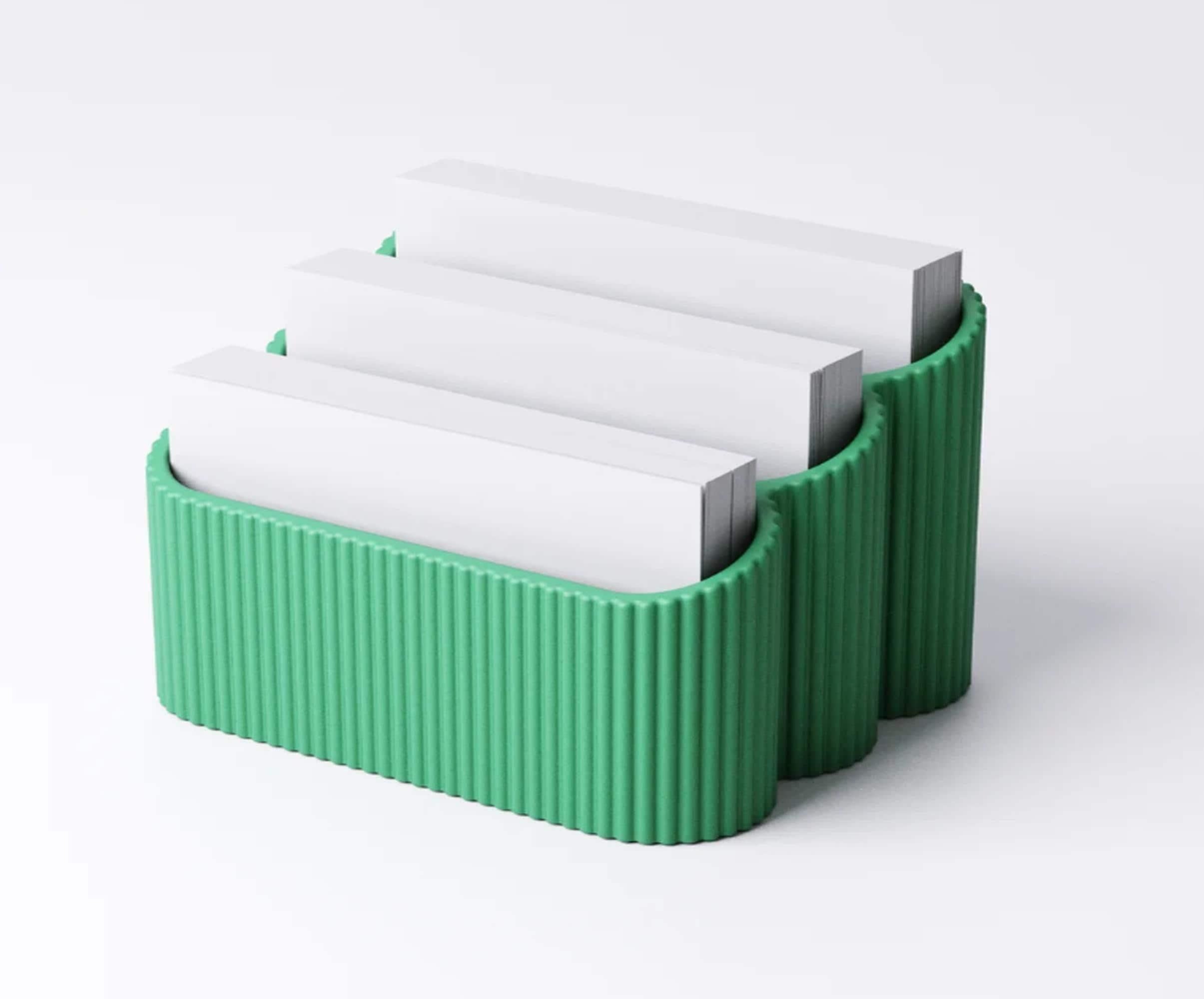 Ribbed business card holder |  modern fluted design | desk stand office reception | 1, 2, 3 compartments