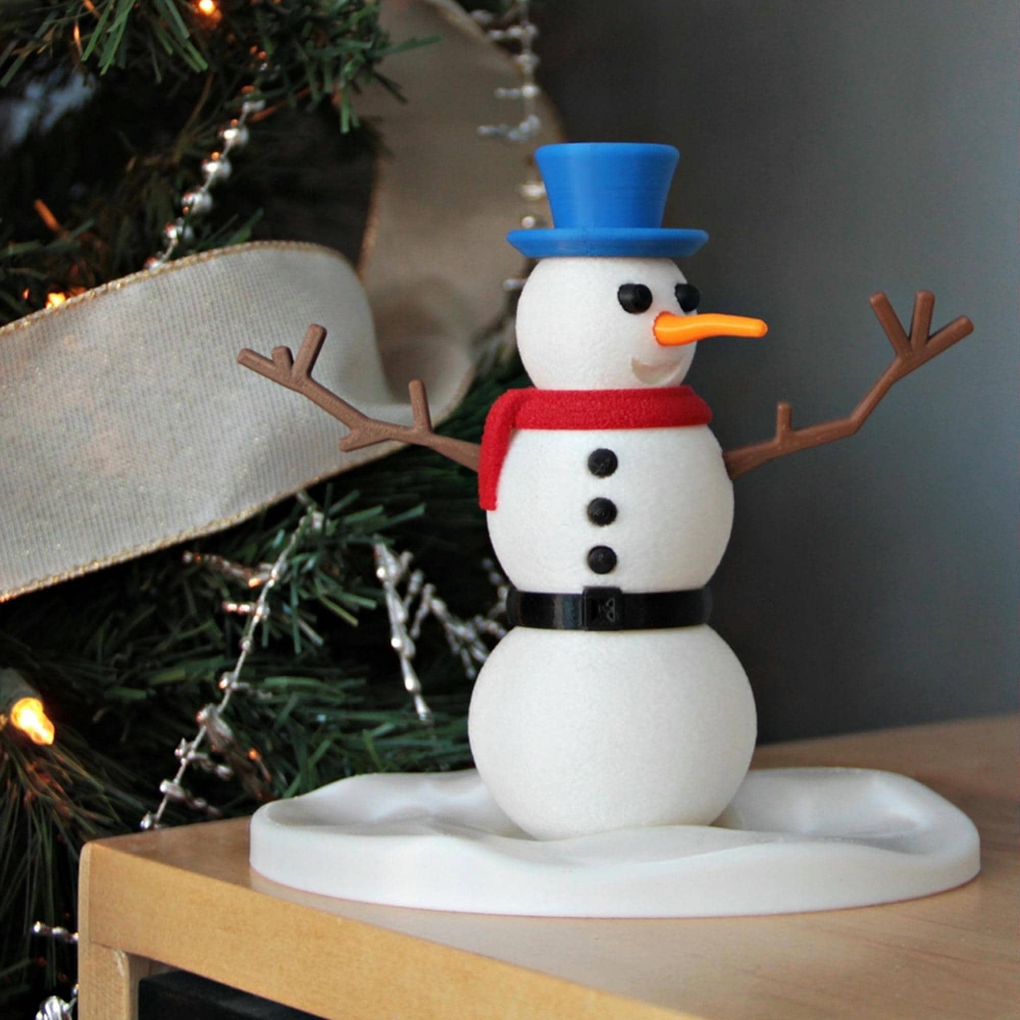 Festive snowman figure | custom colours | christmas decoration | for mantlepiece or table display