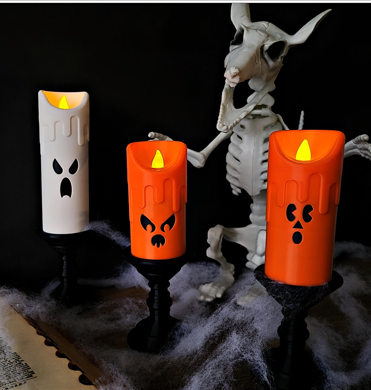 Ghost face halloween candles | led tealight holders | spooky home decor | 3-pack | 3d printed