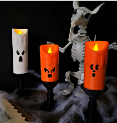 Ghost face halloween candles | led tealight holders | spooky home decor | 3-pack | 3d printed