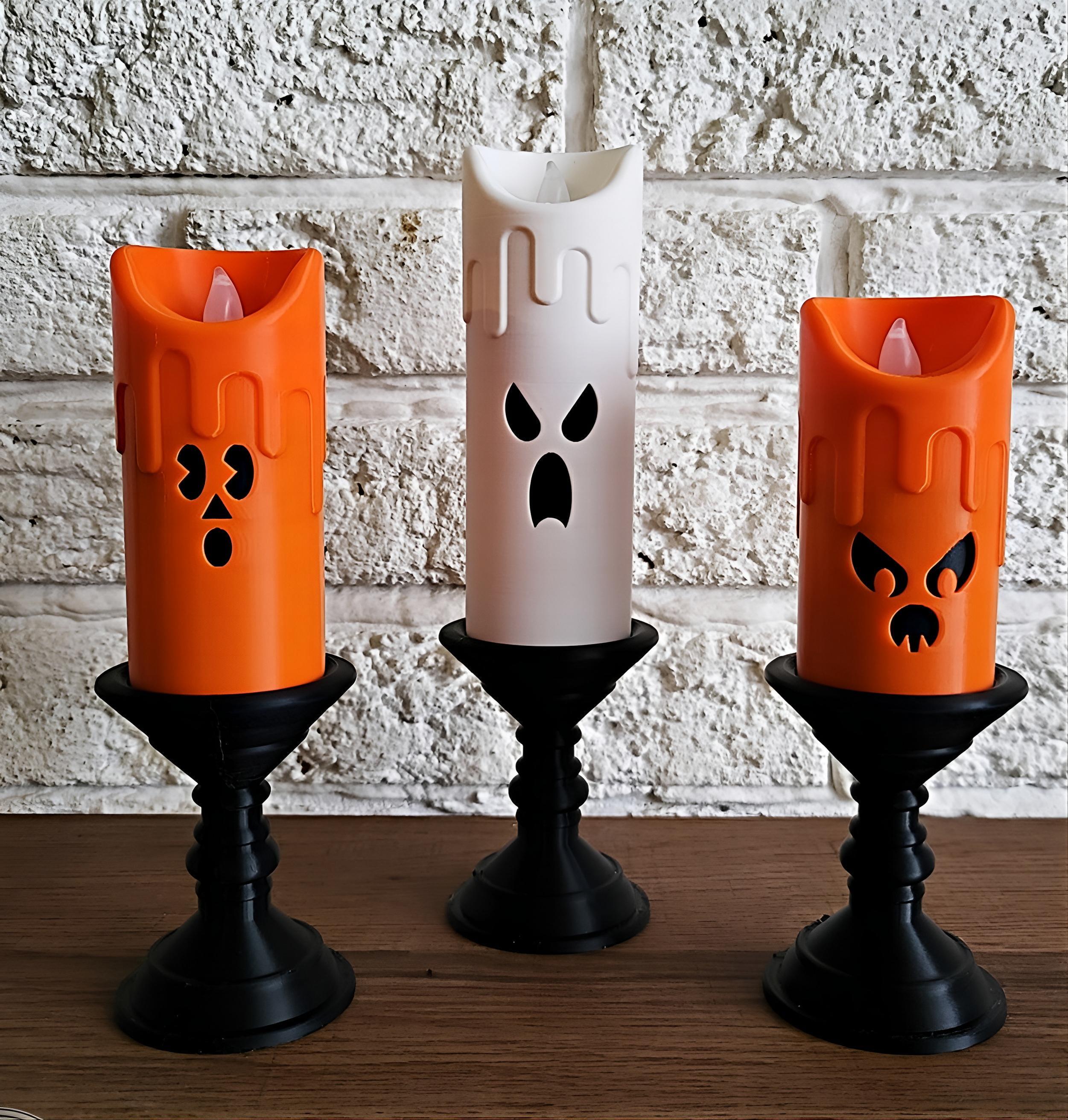 Ghost face halloween candles | led tealight holders | spooky home decor | 3-pack | 3d printed