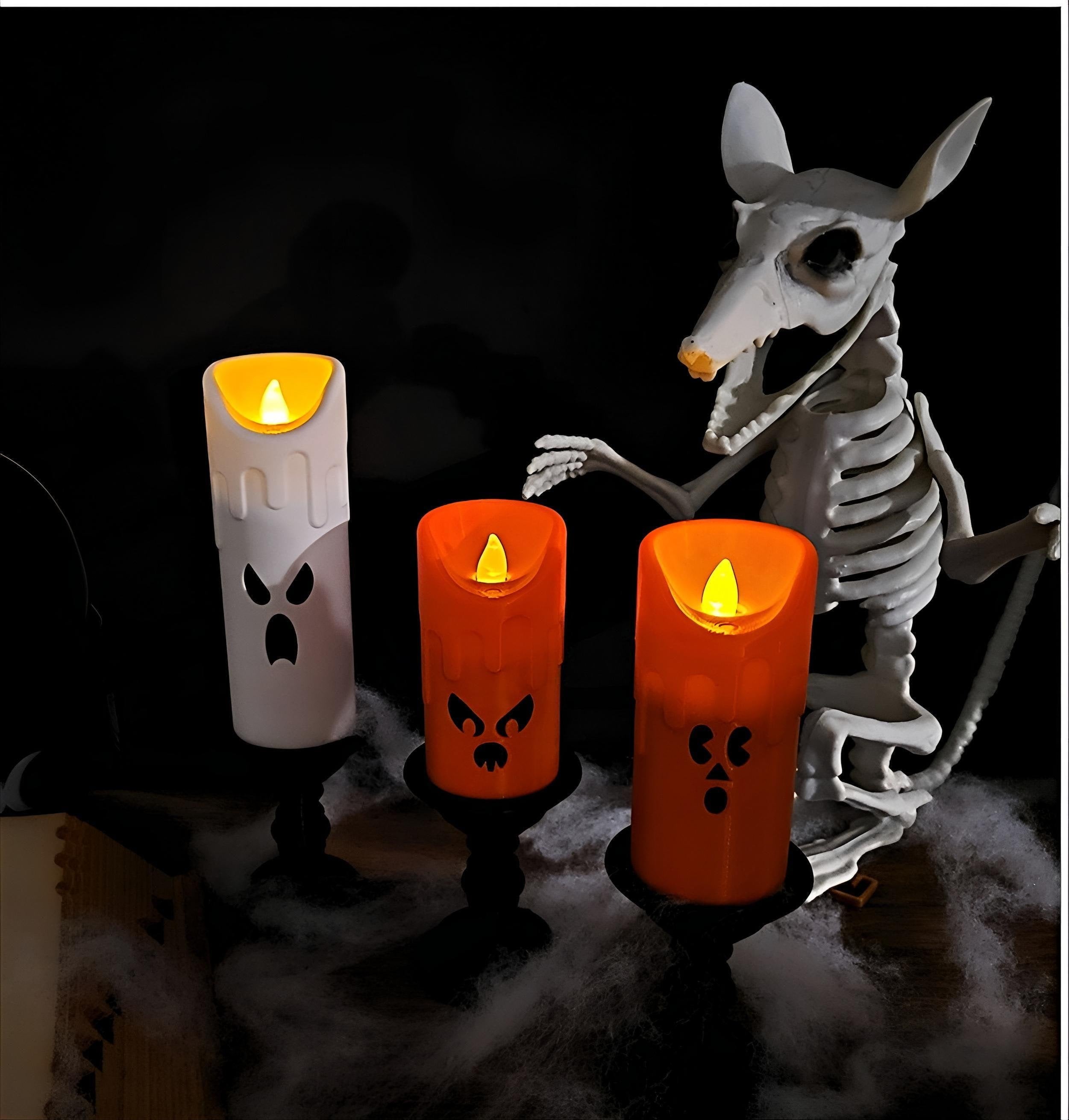 Ghost face halloween candles | led tealight holders | spooky home decor | 3-pack | 3d printed