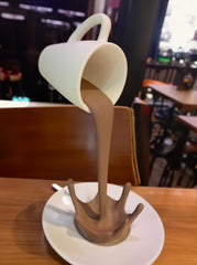Floating Coffee Cup Sculpture | Spilling Mug Optical Illusion | Kitchen & Cafe Decor