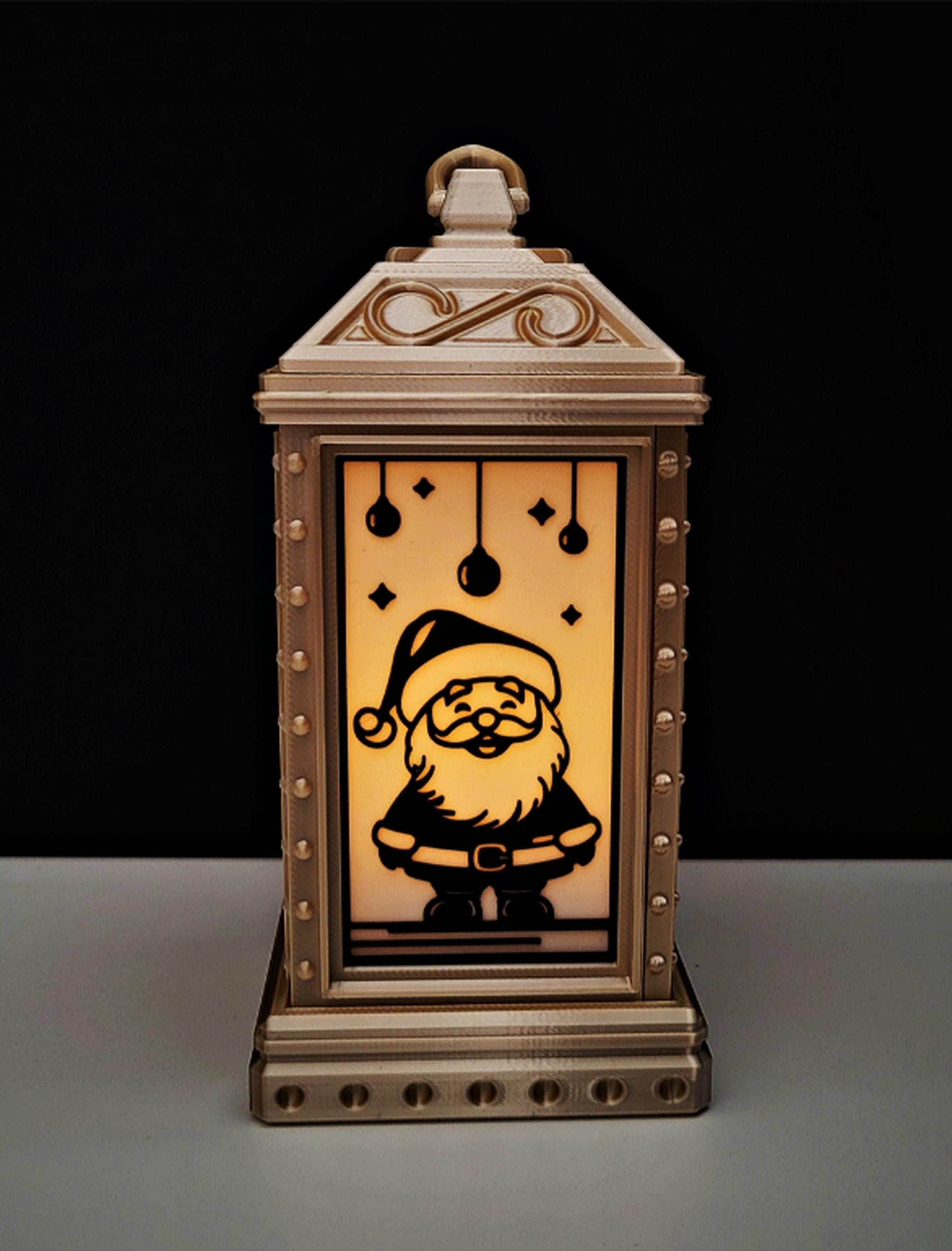 Set of 4 Christmas Lantern Decorations | LED Tealight Holders | Festive Silhouettes | family friendly | gold