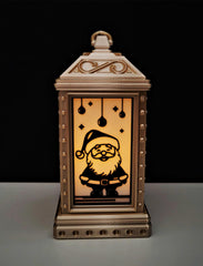 Set of 4 Christmas Lantern Decorations | LED Tealight Holders | Festive Silhouettes | family friendly | gold