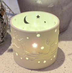 Reindeer Christmas Tealight Holder | Festive LED Lantern | Cosy Winter Nights | White other colours avaiable