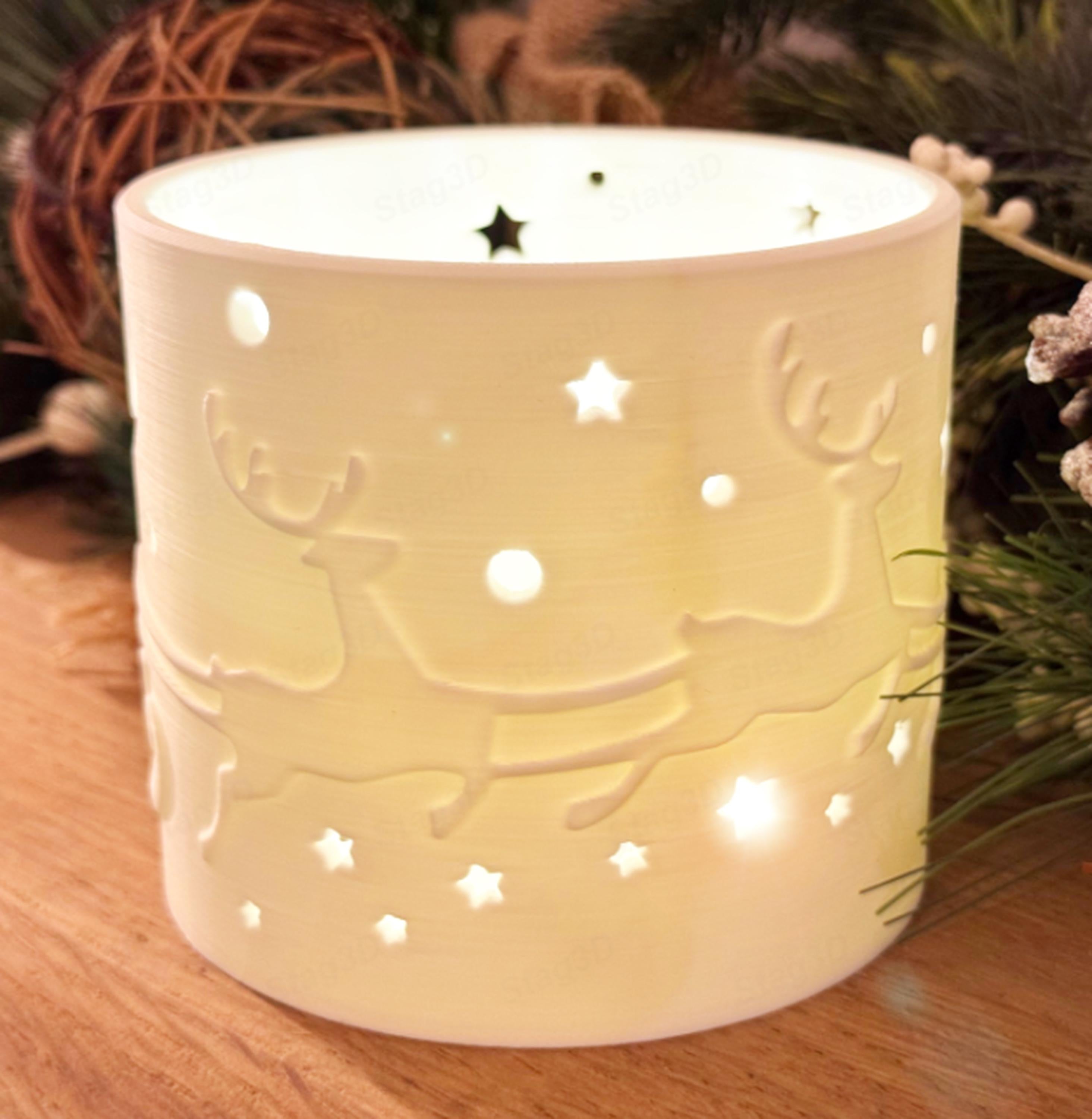 Reindeer Christmas Tealight Holder | Festive LED Lantern | Cosy Winter Nights | White other colours avaiable