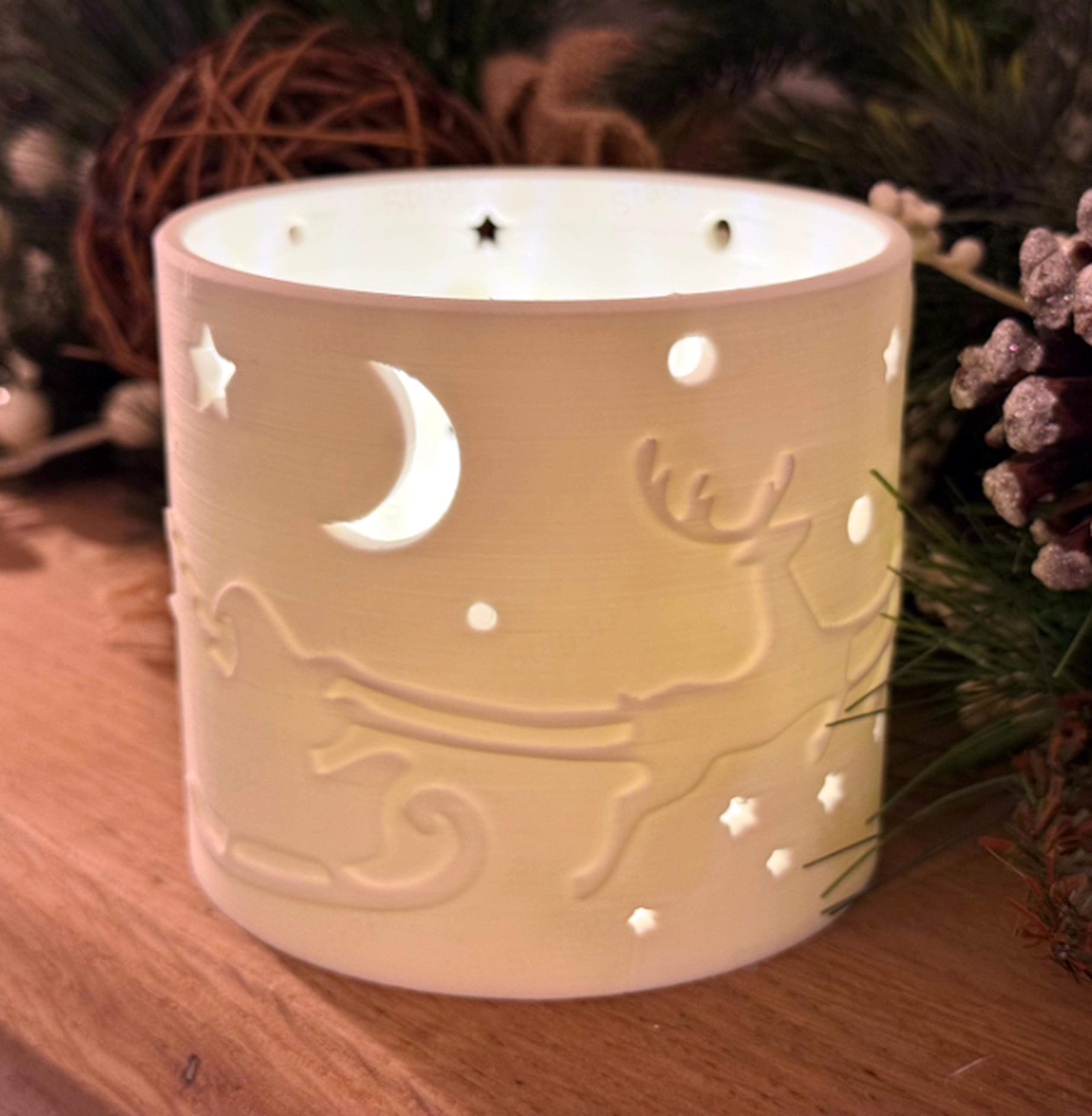 Reindeer Christmas Tealight Holder | Festive LED Lantern | Cosy Winter Nights | White other colours avaiable