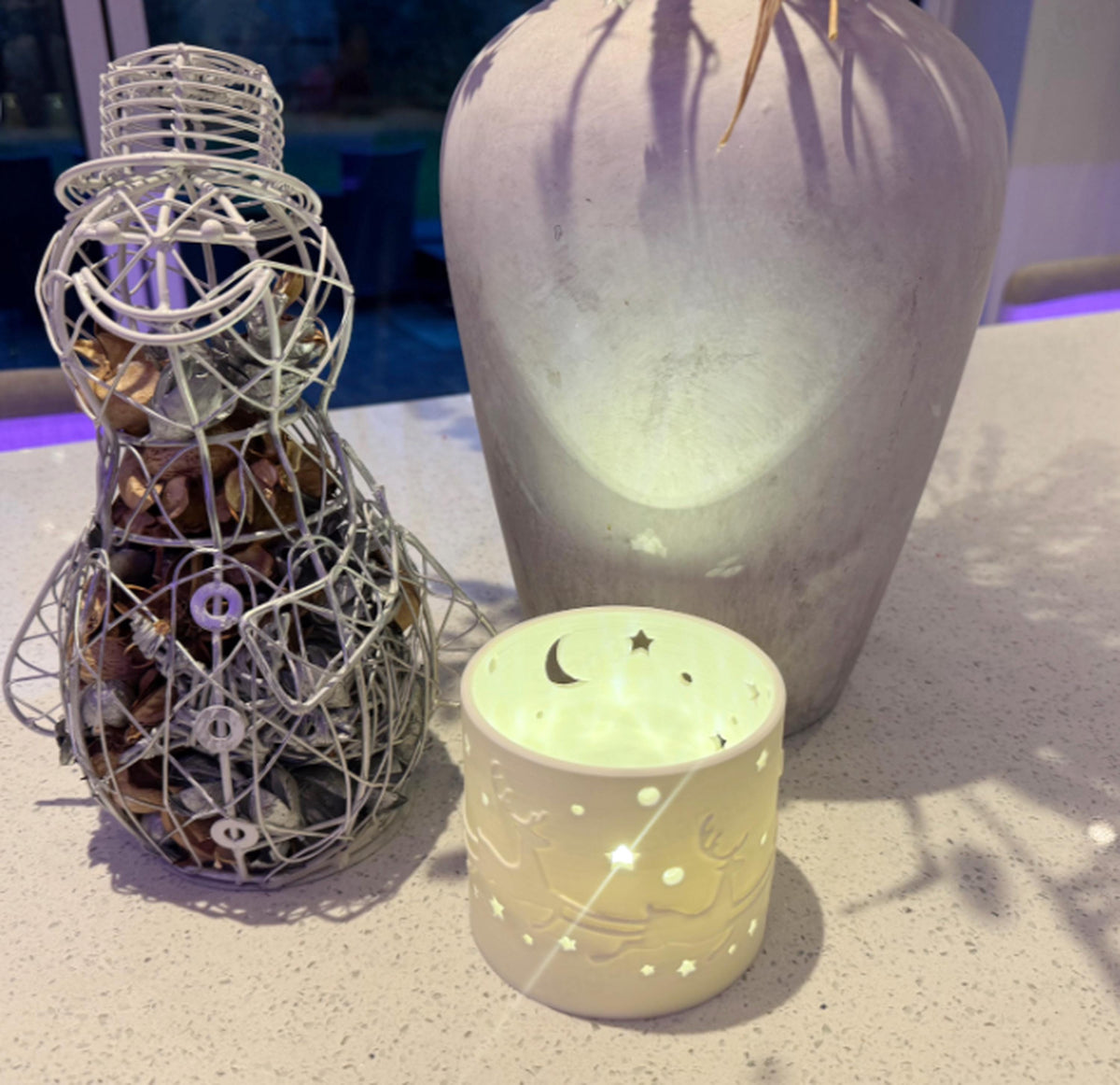 Reindeer Christmas Tealight Holder | Festive LED Lantern | Cosy Winter Nights | White other colours avaiable