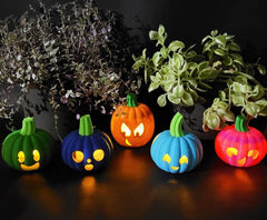 Light up pumpkins set of 6 halloween decor led tealight uk made