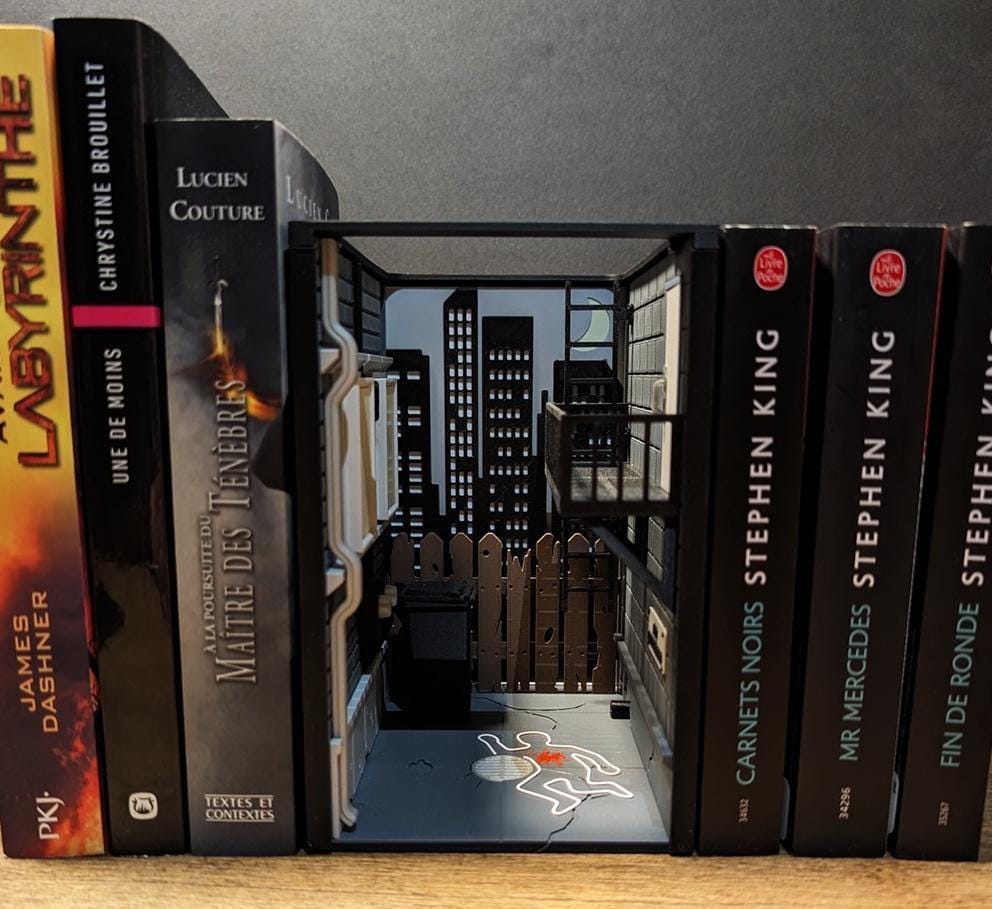 Crime scene booknook bookshelf insert murder mystery decor uk made