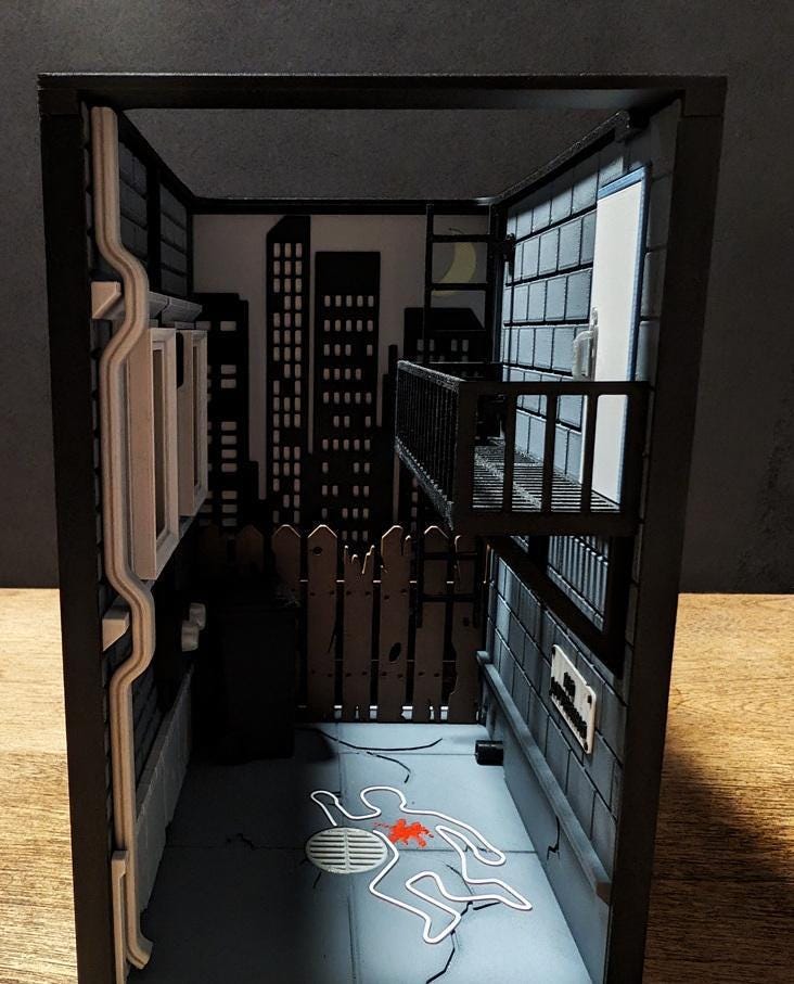 Crime scene booknook bookshelf insert murder mystery decor uk made