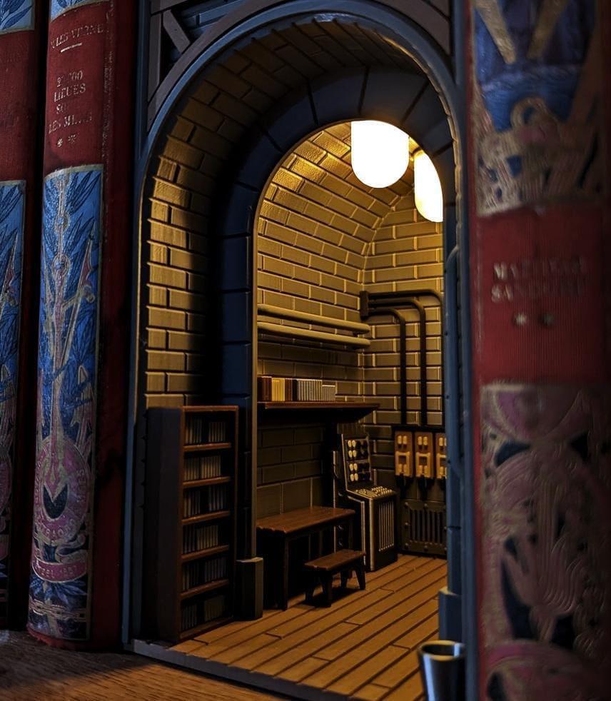 Frankenstein booknook bookshelf insert light up book end uk made