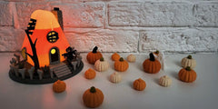 Orange candy corn house | light up spooky halloween ornament | led tealight holder