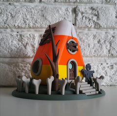 Orange candy corn house | light up spooky halloween ornament | led tealight holder