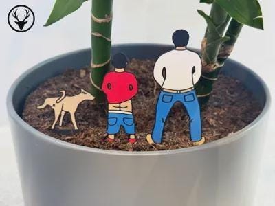 Funny plant stakes set: cheeky 'watering' decor for houseplants