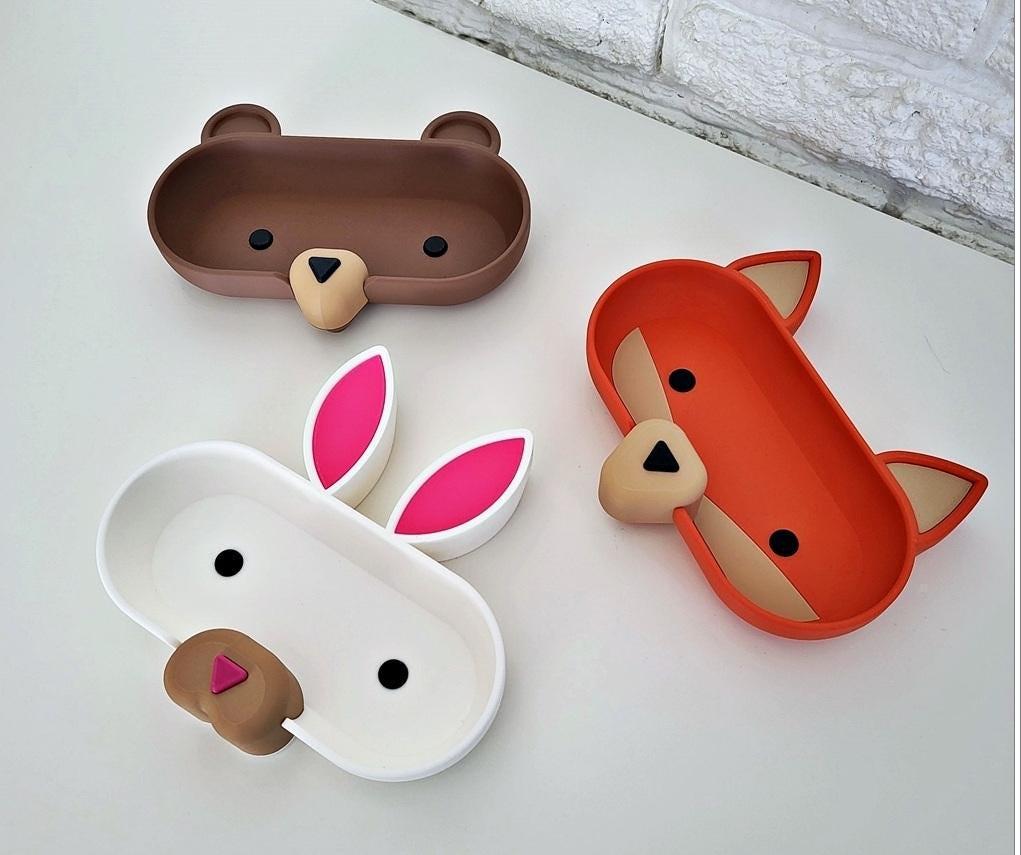 Woodland animal glasses holder: cute desk tray for kids