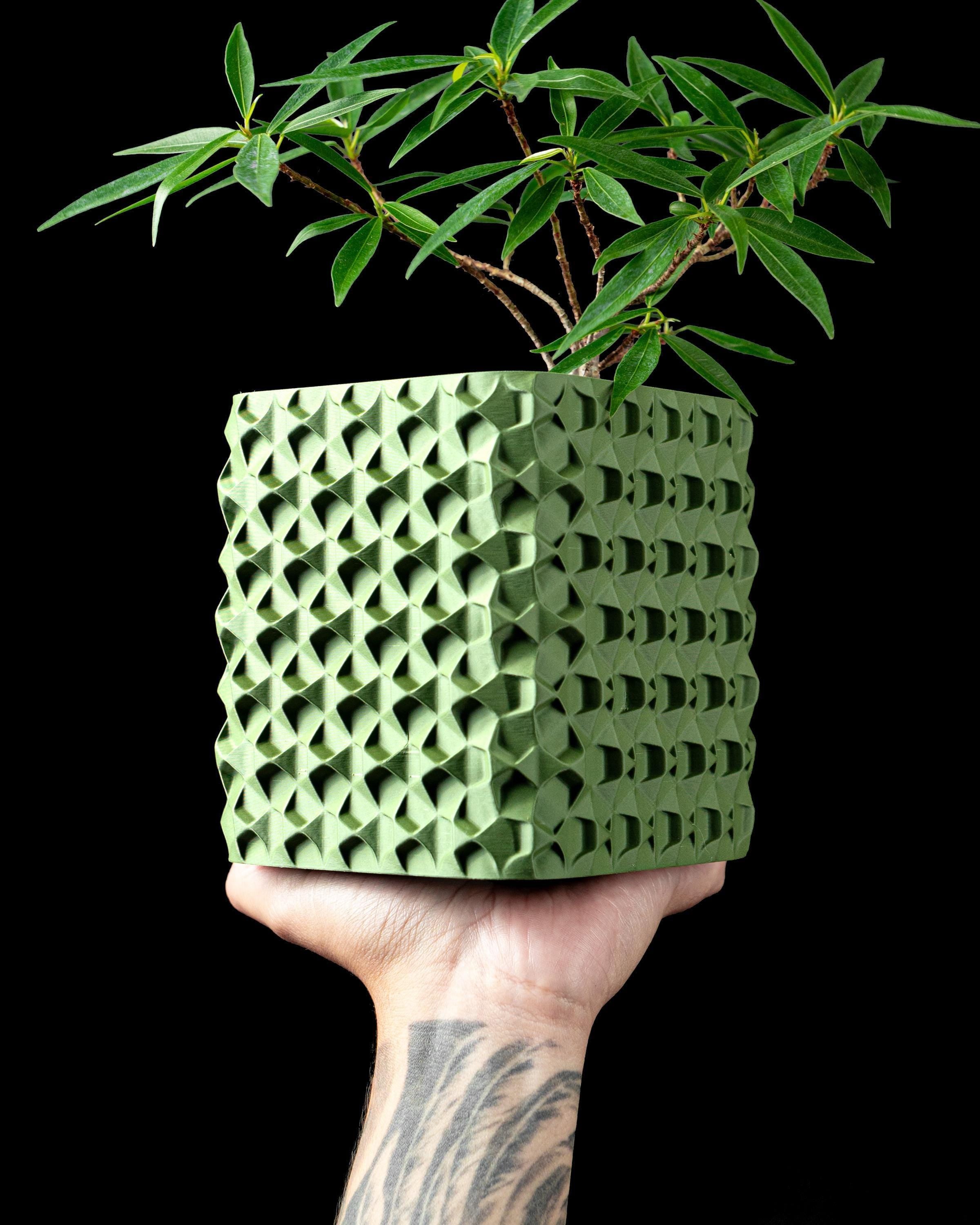3d printed geometric square planter: modern indoor plant pot