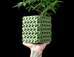 3d printed geometric square planter: modern indoor plant pot