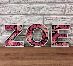 3d printed floral letters: botanical green or blossom pink wall & door decor