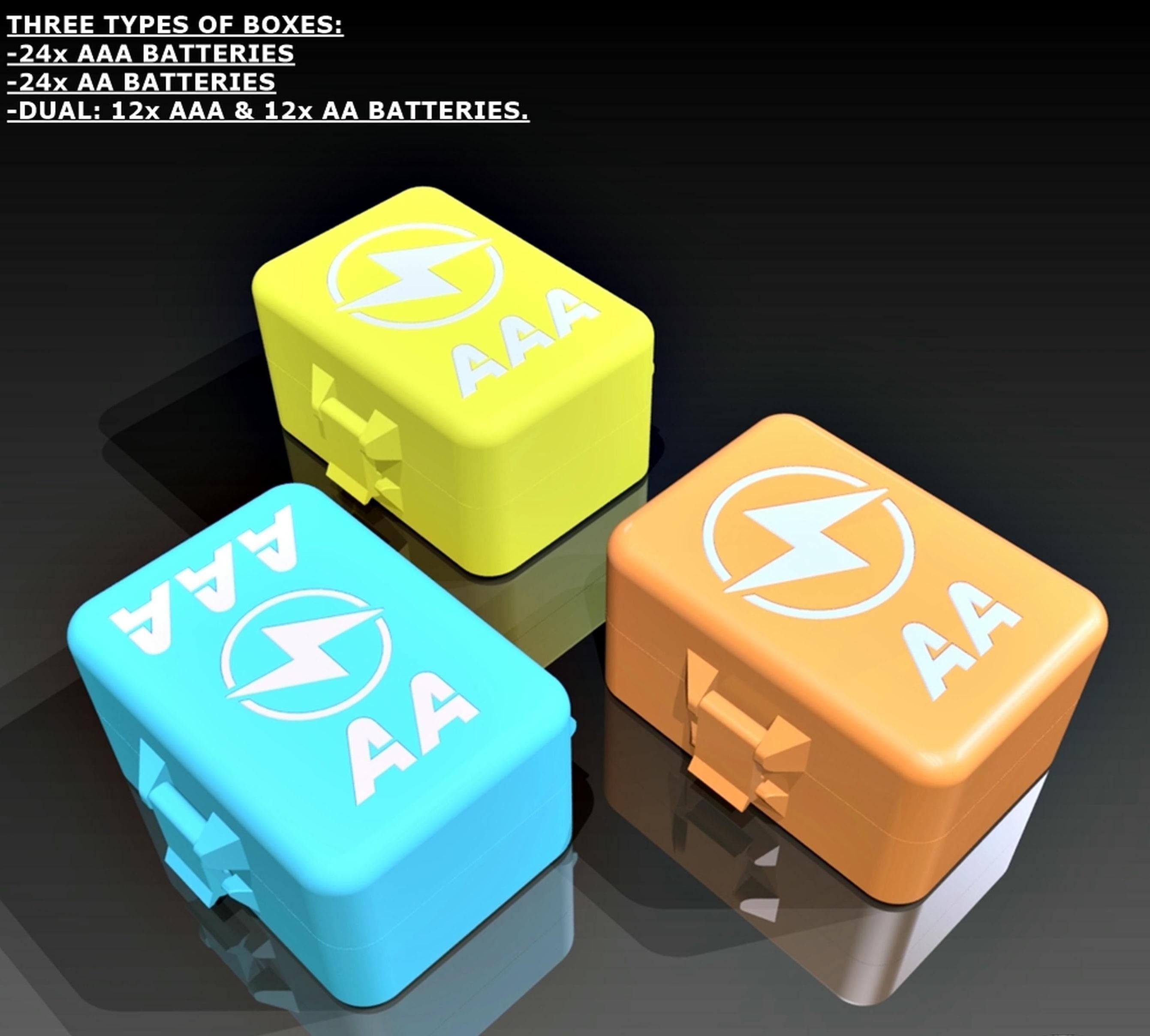 Battery storage box organiser | holds 24 aa | aaa batteries for desk workshop | junk drawer