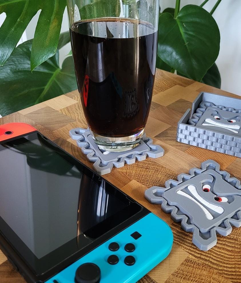 Gaming coasters set: 3d printed uk made gamer decor