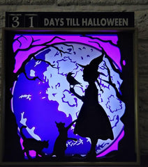 Halloween countdown witch lightbox calendar spooky decor uk made