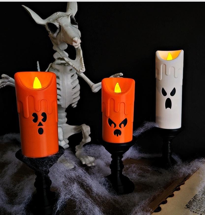 Spooky tealight candles (3-pack) | halloween decor | uk made