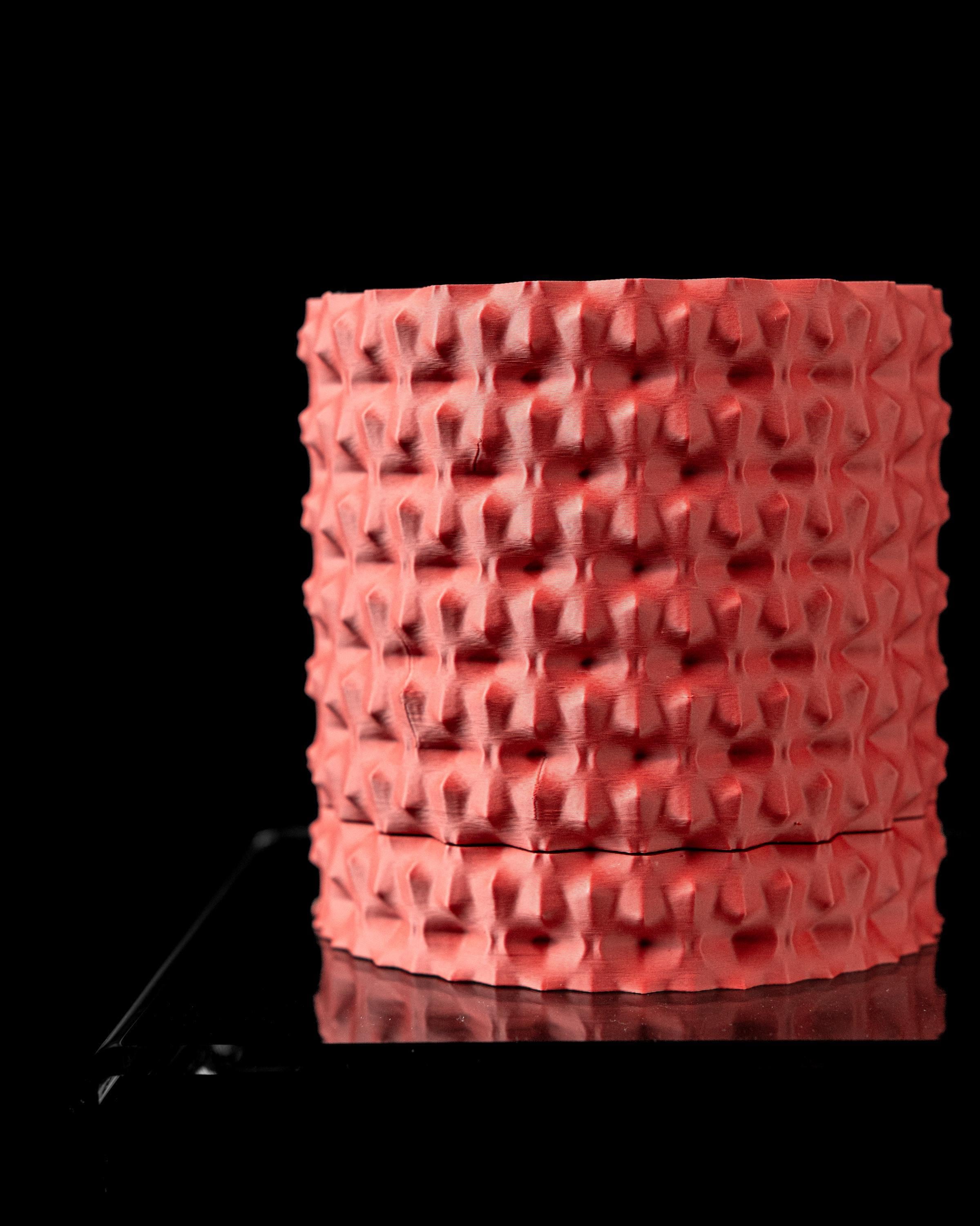 Textured 3d printed planter: modern indoor plant pot with drip tray