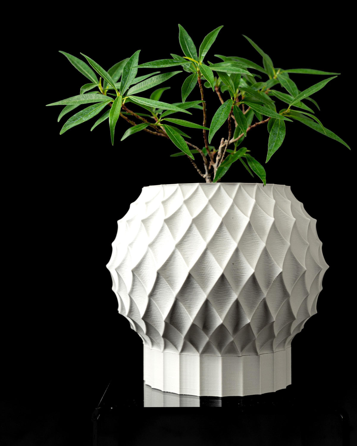 3d printed geometric plant pot: modern diamond texture with drainage