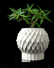 3d printed geometric plant pot: modern diamond texture with drainage