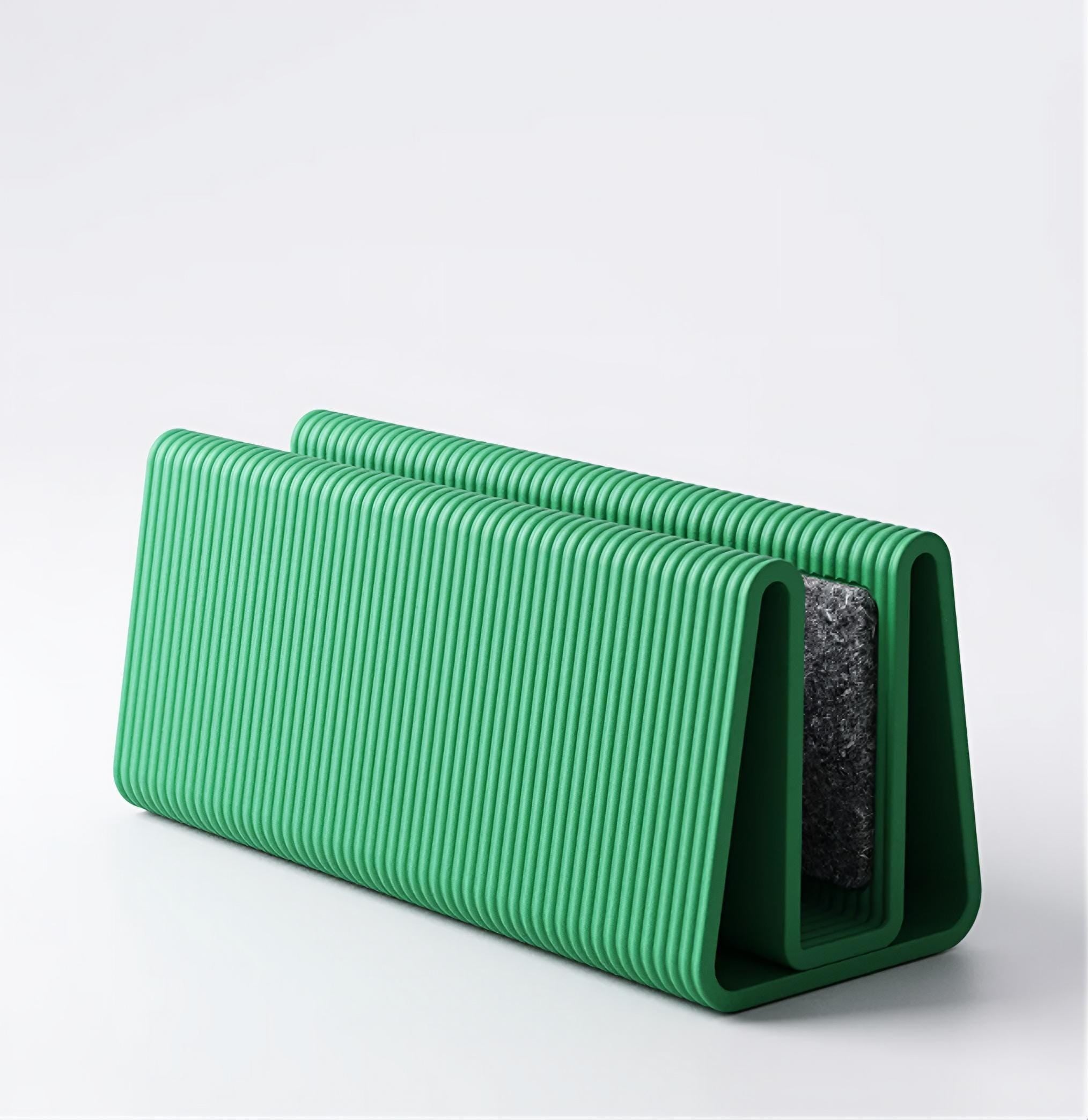 Vertical laptop stand | minimalist ribbed design desk organisation | space-saving holder | stylish accessory