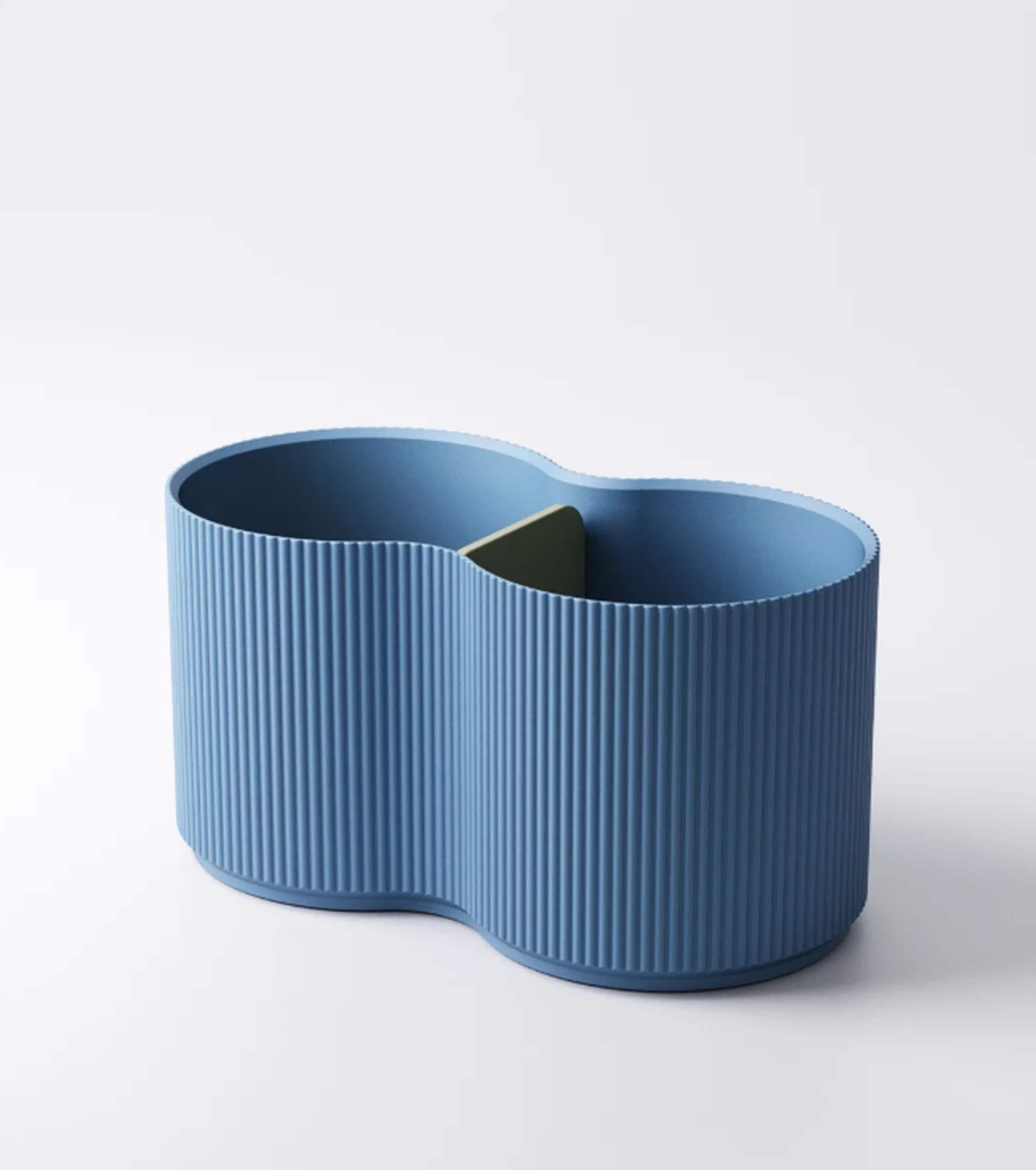 Modular ribbed desk organiser | modern stacking pen pot | storage box with lid | 3 tiers