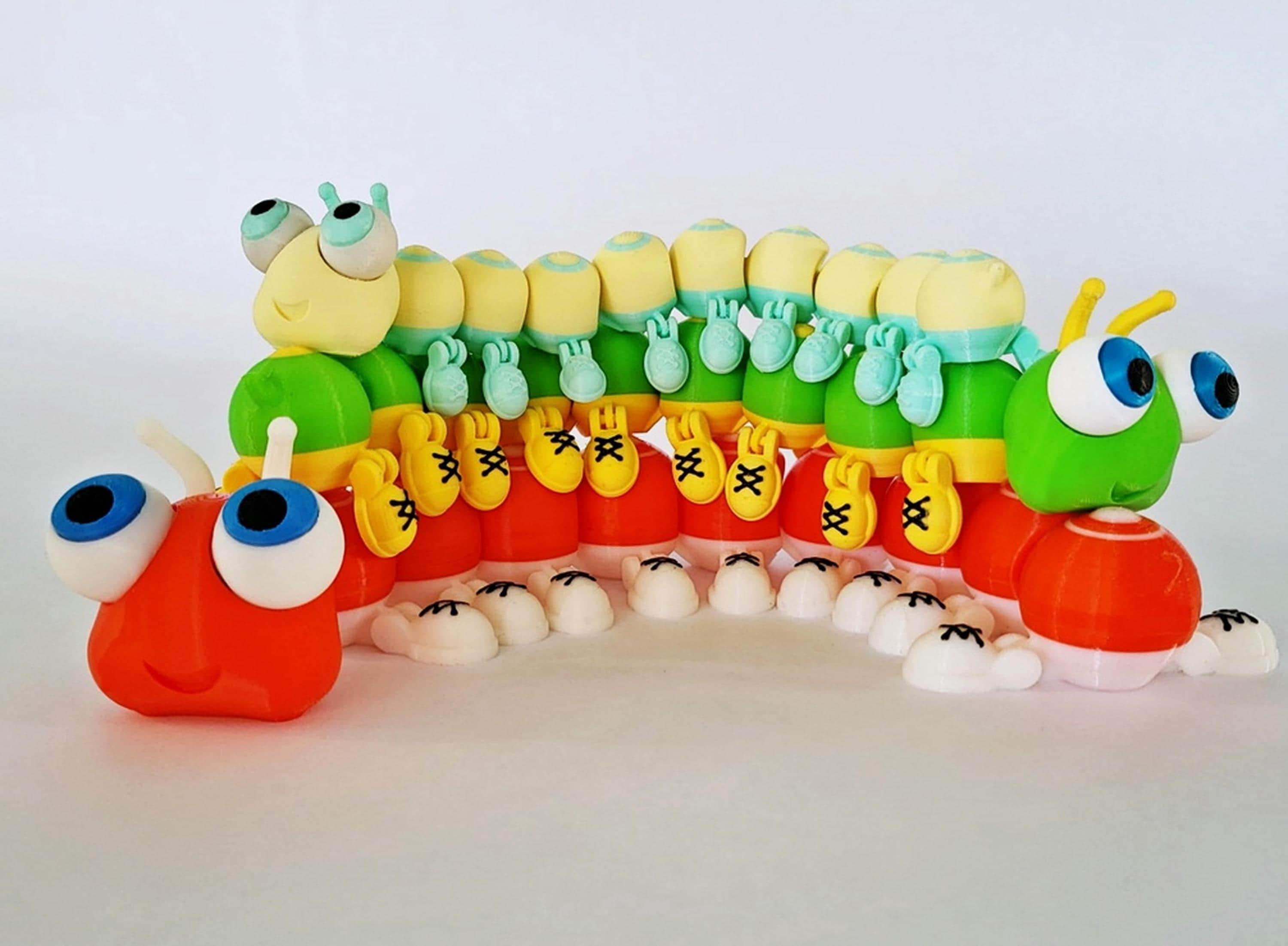 Multicoloured articulated caterpillar | fidget toy | coloured centipede | desk buddy | purple sensory