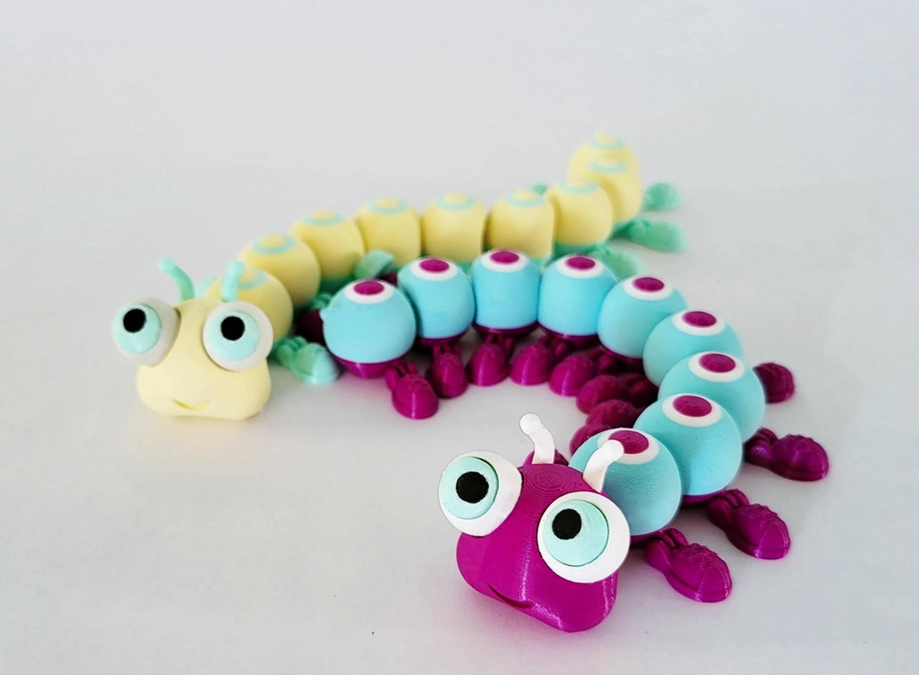 Multicoloured articulated caterpillar | fidget toy | coloured centipede | desk buddy | purple sensory