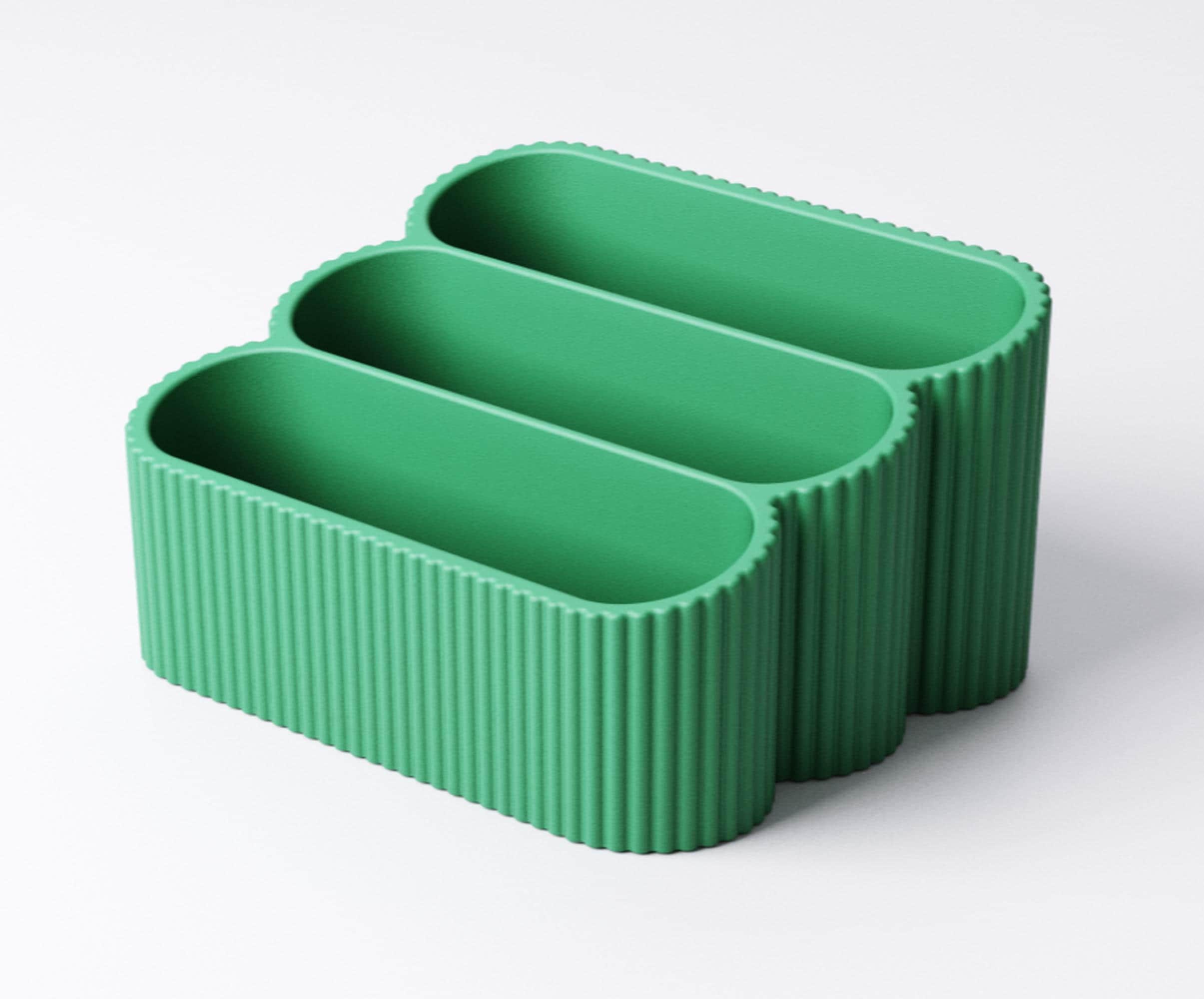 Ribbed business card holder |  modern fluted design | desk stand office reception | 1, 2, 3 compartments
