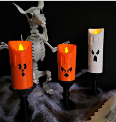 Ghost face halloween candles | led tealight holders | spooky home decor | 3-pack | 3d printed