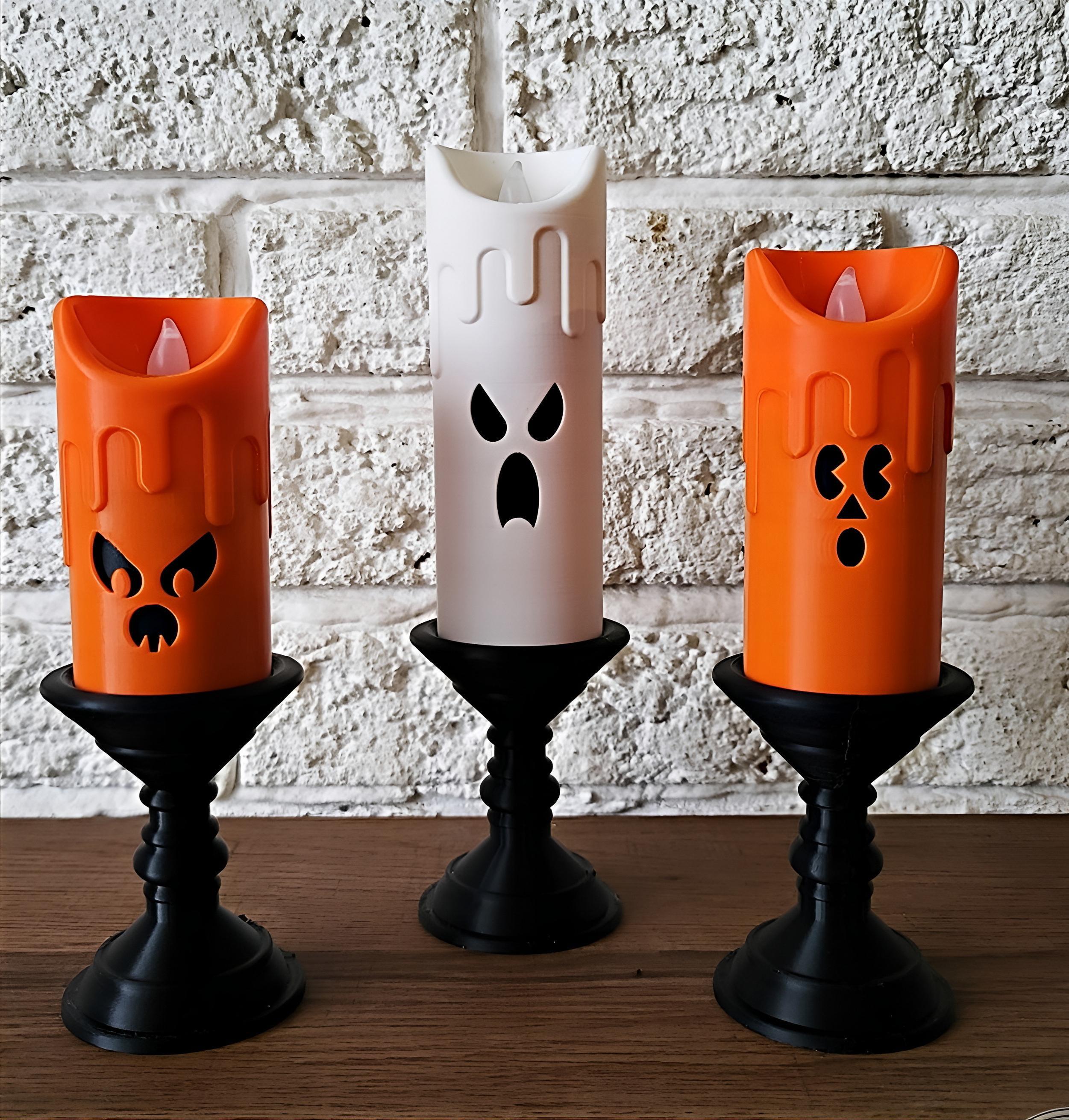 Ghost face halloween candles | led tealight holders | spooky home decor | 3-pack | 3d printed