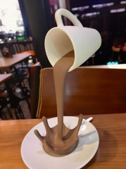 Floating Coffee Cup Sculpture | Spilling Mug Optical Illusion | Kitchen & Cafe Decor