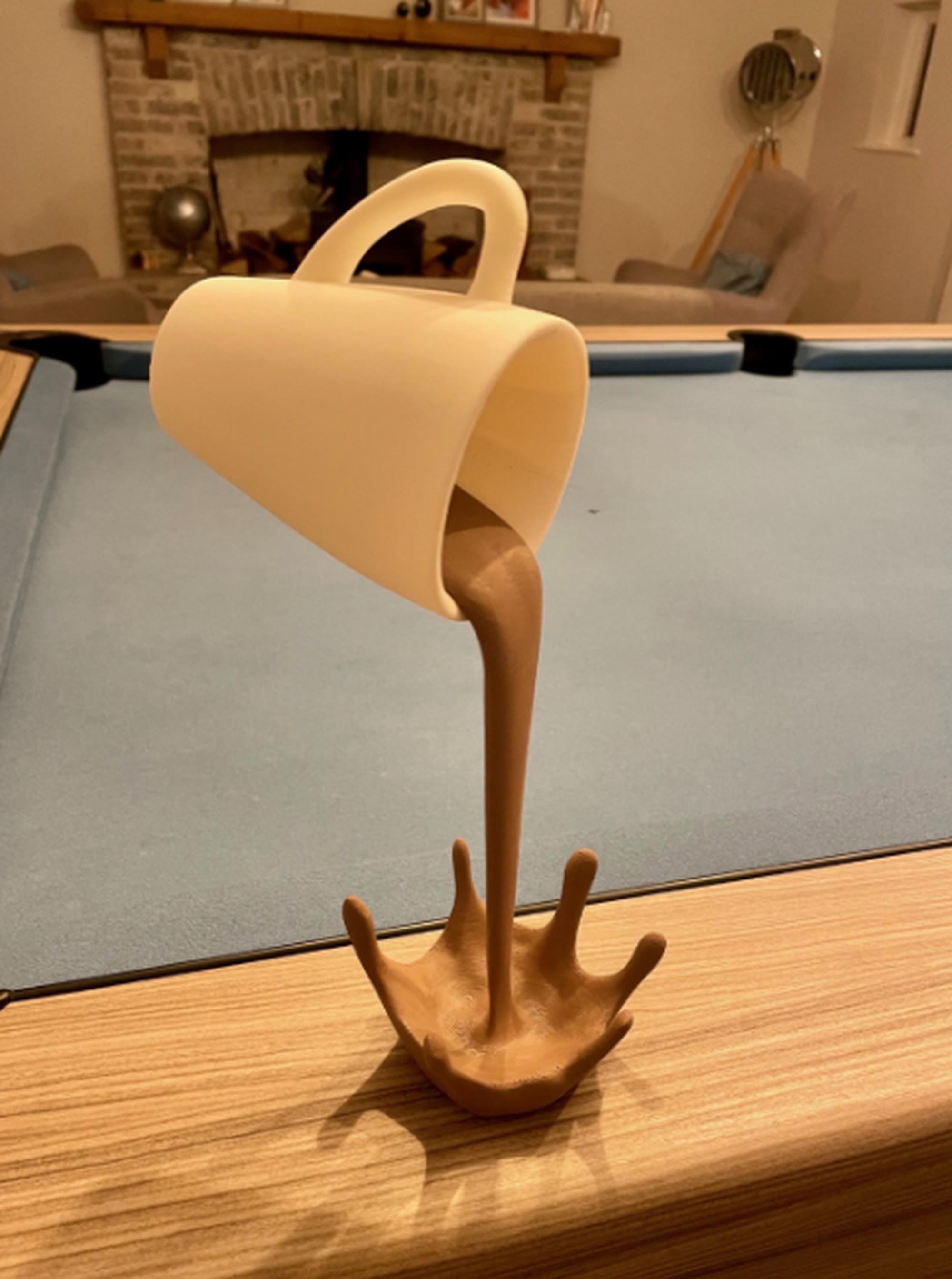 Floating Coffee Cup Sculpture | Spilling Mug Optical Illusion | Kitchen & Cafe Decor