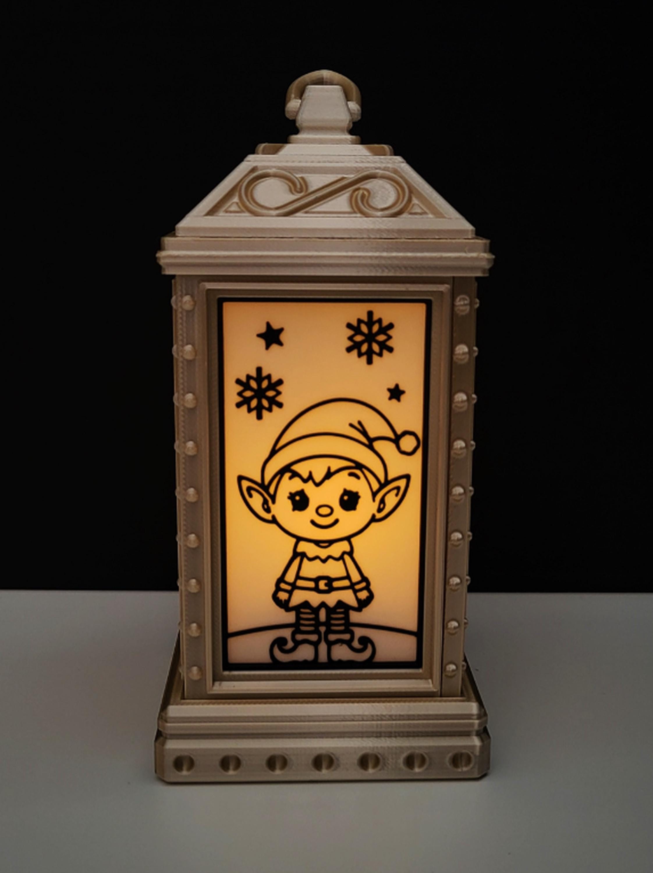 Set of 4 Christmas Lantern Decorations | LED Tealight Holders | Festive Silhouettes | family friendly | gold