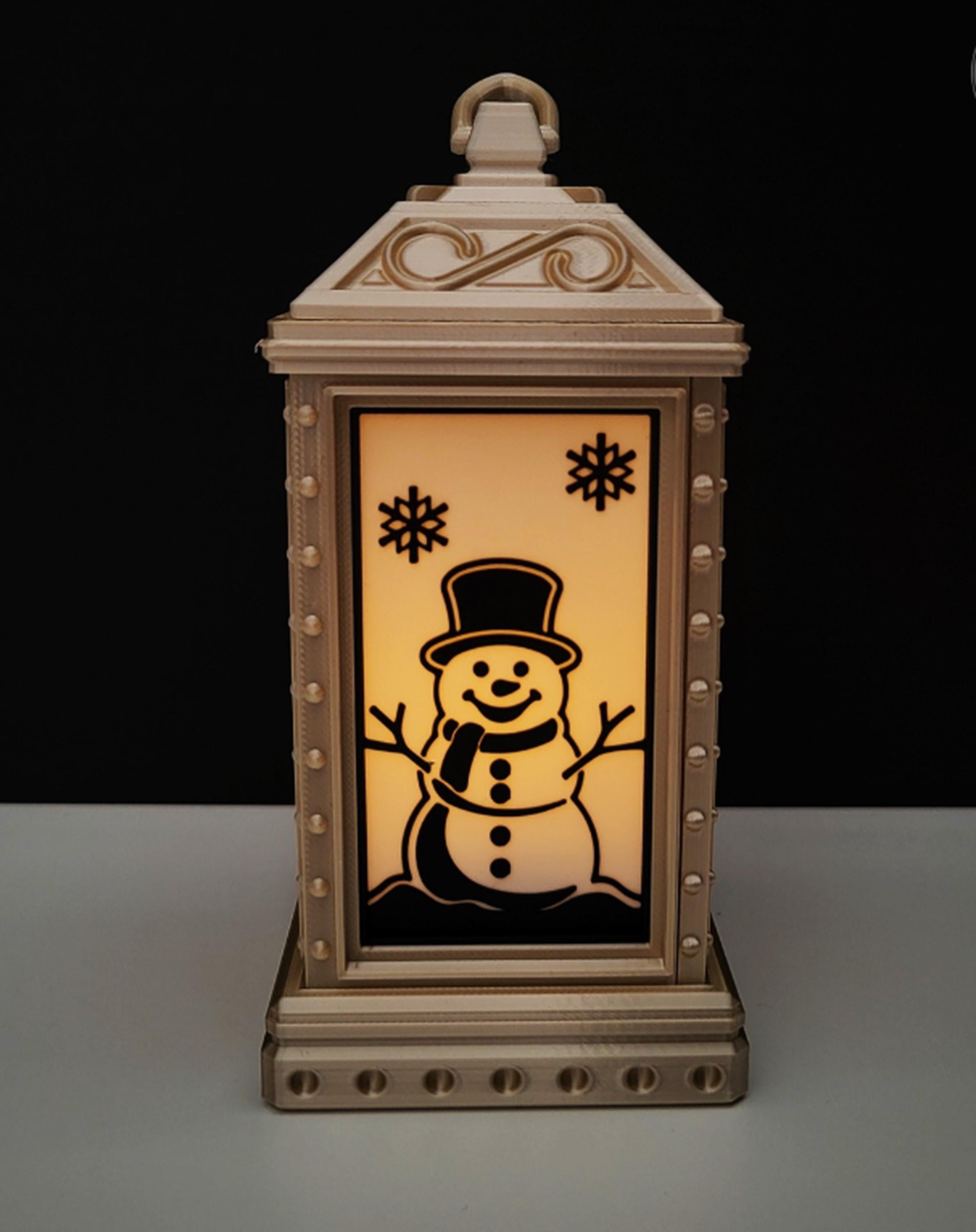 Set of 4 Christmas Lantern Decorations | LED Tealight Holders | Festive Silhouettes | family friendly | gold