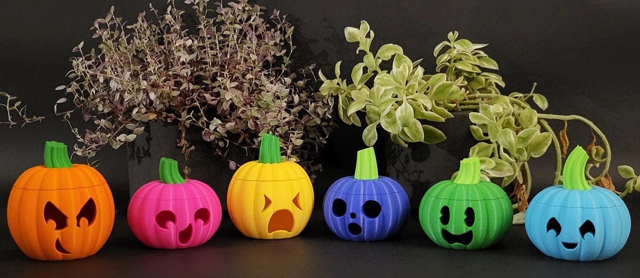 Light up pumpkins set of 6 halloween decor led tealight uk made