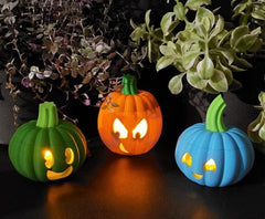 Light up pumpkins set of 6 halloween decor led tealight uk made
