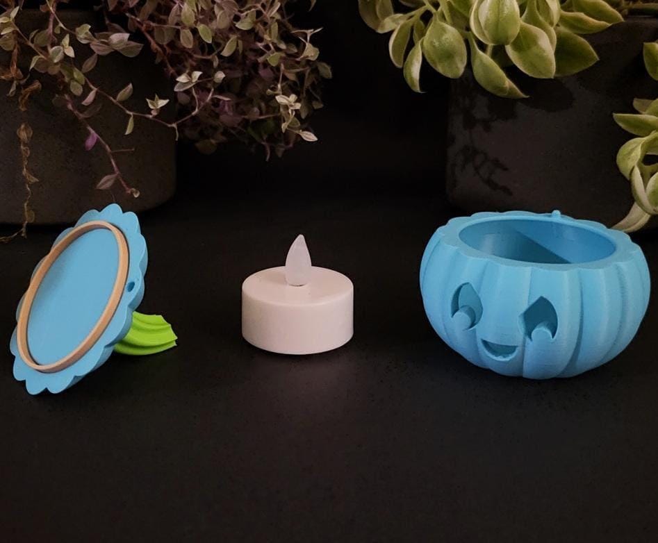Light up pumpkins set of 6 halloween decor led tealight uk made