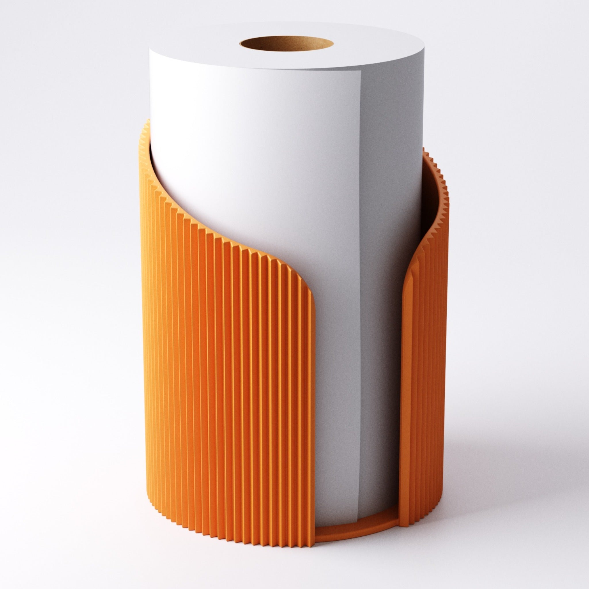 Close-up of the pleated texture on the paper towel holder