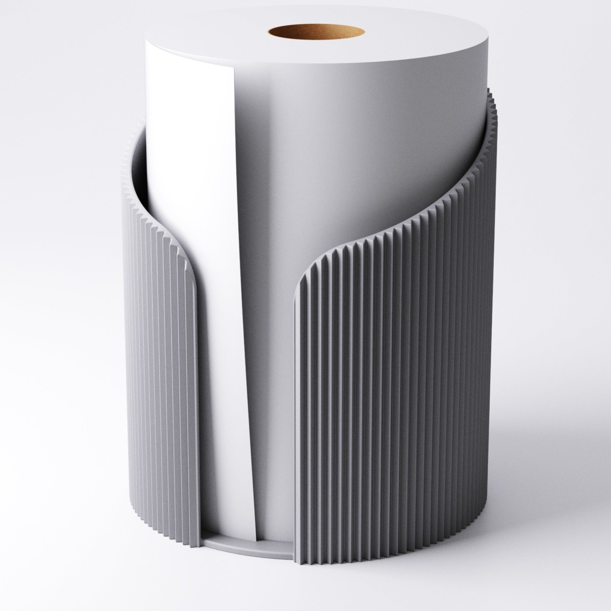 Paper towel holder on a kitchen counter holding a kitchen roll